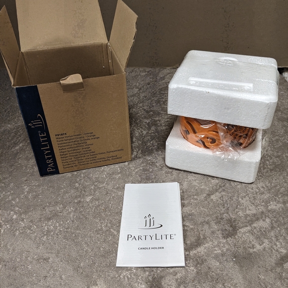 PartyLite Waves Votive Candle Holder: Orange- Retired P91874 - Picture 2 of 6